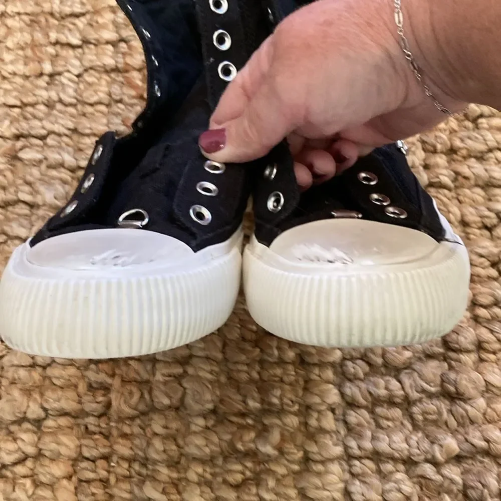 All Saints Womens Elena‎ Stamp High Top Sneaker Size 37  6.5 Black White